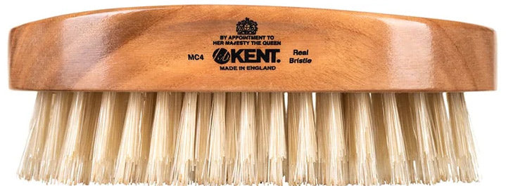 Kent Mens Finest Cherrywood Pure White Bristle Oval Travel Brush (MC4)
