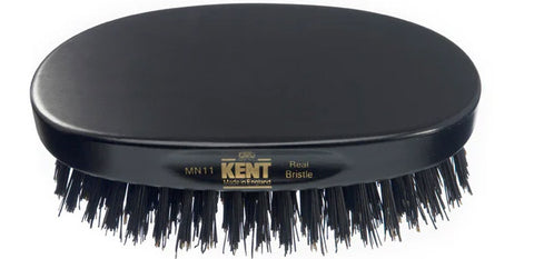 Kent Mens Finest Ebony Pure Black Bristle Oval Brush (MN11)