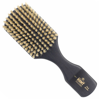 Kent Mens Finest Ebony Pure White Bristle Rectangular Club Brush